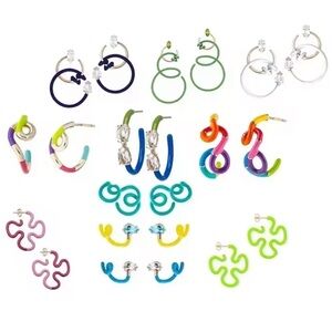 BEA's White Hot Glaze Squiggle-design 9ct yellow gold enamel earrings